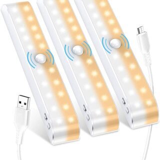 新品【3個セット】人感センサーライト LED USB充電式  自...