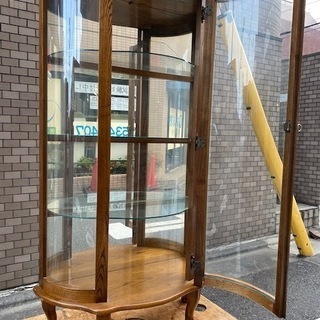 逸品貴重飾り棚キュリオケースショーケース猫脚☆鍵付 コンソールキャビネットコレクションケース三越ブルージュディスプレイ