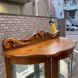 逸品貴重飾り棚キュリオケースショーケース猫脚☆鍵付 コンソールキャビネットコレクションケース三越ブルージュディスプレイ