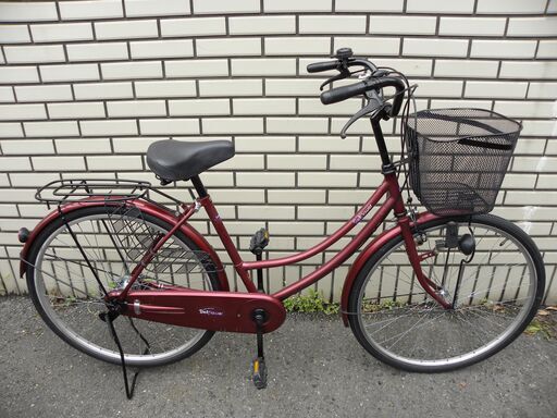 【シティサイクル　26インチ】Bellflower　ママチャリ　エンジ　3段変速
