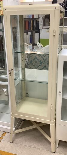 IKEA/イケア ガラスショーケース クリームカラー 鍵付 【ユーズドユーズ名古屋天白店】 J863 9280円