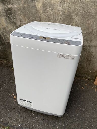 SHARP　全自動電気洗濯機　ES-GE6C-W 2019年製　6.0㎏　風乾燥3.0kg 美品　売ります。配送可能！