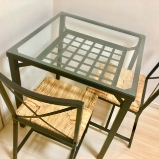 【ネット決済】ガラステーブル＆椅子セット
