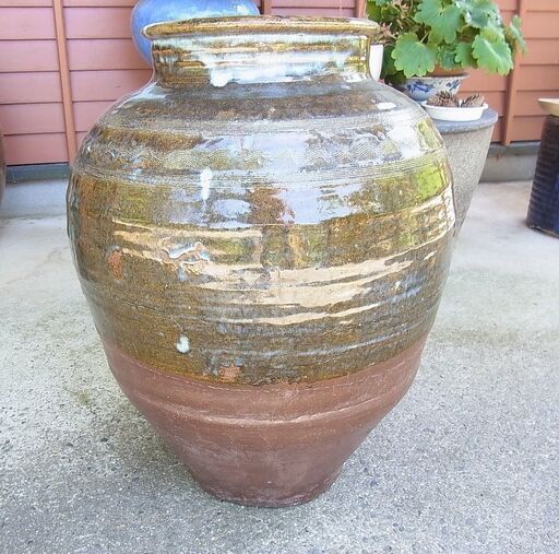 当時物・白岩焼・楢岡焼　甕　壺　大型　傷あり