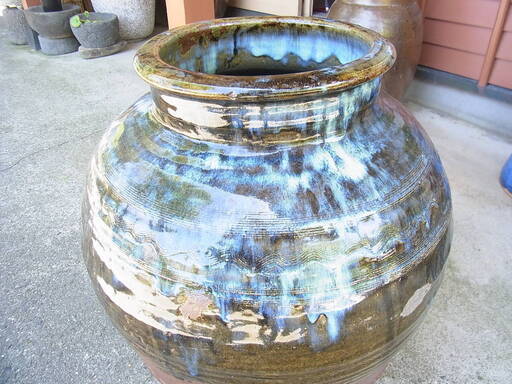 当時物・白岩焼・楢岡焼 甕 壺 大型 傷あり