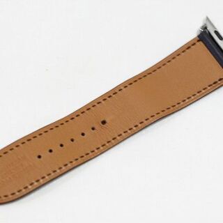 【苫小牧バナナ】美品☆質屋鑑定品 HERMES Apple Watch series6 44mm レザー 白×黒 エルメス アップルウォッチ用バンド ギャラ/箱付き♪
