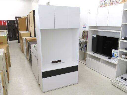 北海道/千歳市 美品!ライジング テレビ台ハイボード ホワイト 幅約90㎝×奥行約35㎝×高さ約180㎝ 近郊配送/店頭でのお受渡し大歓迎