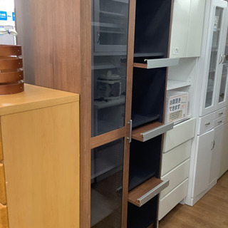 NITORI/ニトリ 本棚 木製 SLIDEBOOKSHELF AKATSUKI70(DBR) スライド扉 