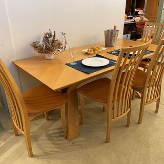 ブロスイタリア BROSS Italia IDC大塚取扱商品 ダイニングテーブルセット 5点セット ナチュラル 参考価格：450,000円～ 中古品