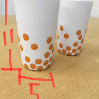 瀬戸物　コップ　オレンジ　水玉　2個セット　日本製　美品