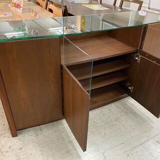 【愛品館 江戸川店】ガラストップ リビングボード　サイドボード　ID:157-007781-007　配送可　き配送可