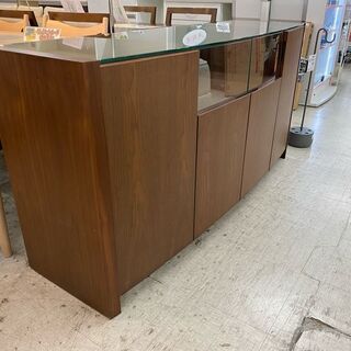 【愛品館 江戸川店】ガラストップ リビングボード　サイドボード　ID:157-007781-007　配送可　き配送可