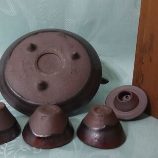 ★ 年代物 未使用品 黒千代香 盃3個付 酒器 指宿長太郎作 鹿児島 薩摩 ★