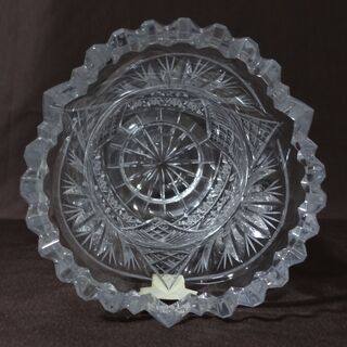 ☆ 年代物 未使用品 ボヘミアン チェコガラス 切子カット花瓶 MADE IN 