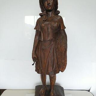 木彫り少女像 オブジェ アンティーク