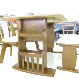 ☆ダイニングセット☆ 4人掛け W110cm ブラウン 座面低め グリーン 和 