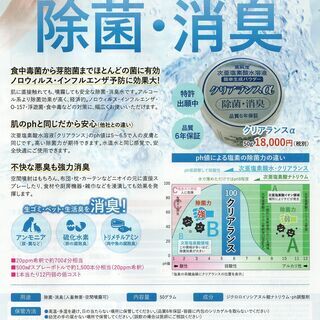 お値下げ！新品・アウトレット特価！高純度次亜塩素酸水溶液生成パウダー クリアランスα・専用超音波霧化器 クリアランス AT-45 除菌 消臭 加湿器　西岡店