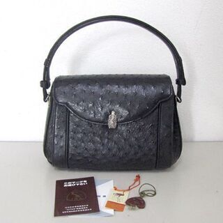 JRA 本革オーストリッチ ハンドバッグ 黒 タグあり フォーマル レディース 札幌市北区屯田 JRA 本革オーストリッチ ハンドバッグ 黒 タグあり フォーマル