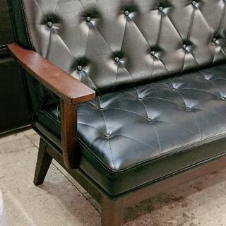 売約済み】 東洋ファニチャー TOYO FURNITURE レトロモダン レザー2P 