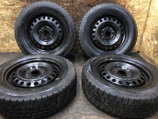 【送料込】 15インチ 185/65R15】スタッドレス【スチールホイール WM01 MAXX WINTER 【DUNLOP 5.5J5HPCD114.3】2017年製 QR決済可能 クレジットカード バリ溝 (MTF103) タイヤ、ホイール