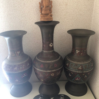 インドの伝統花瓶3点 錫の一輪挿し2点 ガネーシャ 出国売り 佐藤 代々木上原のその他の中古あげます 譲ります ジモティーで不用品の処分
