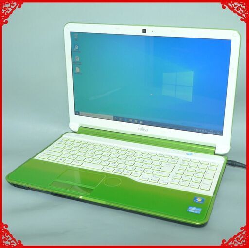 1台限定 新品SSD搭載 グリーン色 ノートパソコン 中古良品 15.6型 富士通 AH55/G Core i7 4コア 8GB DVDRW 無線LAN Windows10 Office