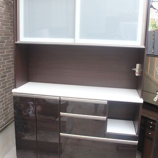 NITORI 高級感 ブラウンキッチンボード、食器棚、幅140cm Used・美品