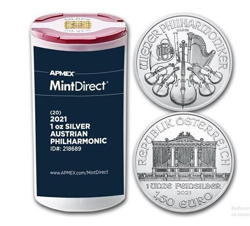 ウィーン銀貨 20枚 2021年発行 新品未開封 1オンス×２０枚 純銀 オーストリア鋳造 コイン　手渡し希望