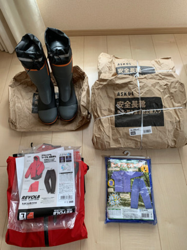 安全長靴　アウトドア用雨具　レインスーツセットです