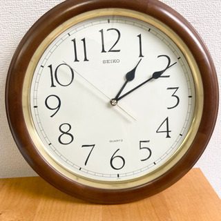 中古 SEIKO 掛け時計 丸型 木枠(時1-45)