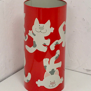 レトロなスチール製ゴミ箱　猫