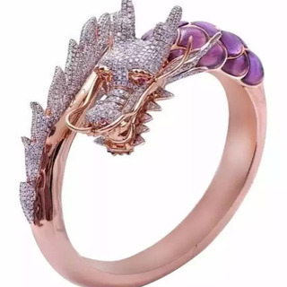 925シルバー ピンクゴールド ファッション リング ドラゴン 指輪
