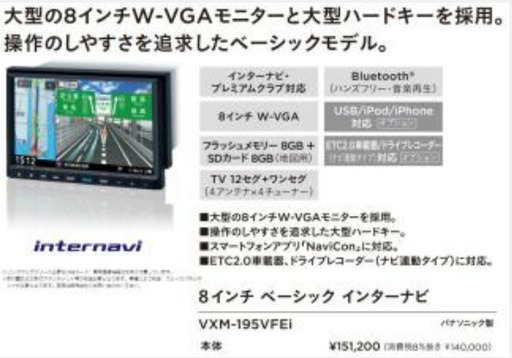 新品ナビ 未使用品】ホンダ純正 ナビ Gathers 8インチ VXM-195VFE