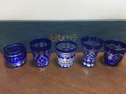 お譲り決まりました【未使用】色被せ切子のグラスセット