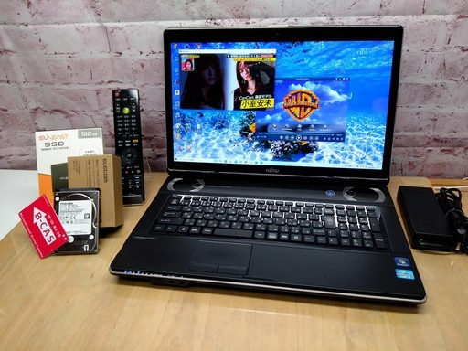 ★完売御礼★【快適17.3型◆地デジ視聴OK】新品SSD 512GB, HDD 1.0TB, Core i7, 8GB◆富士通 NH77/ED, Windows10, Microsoft Office, Blu-ray