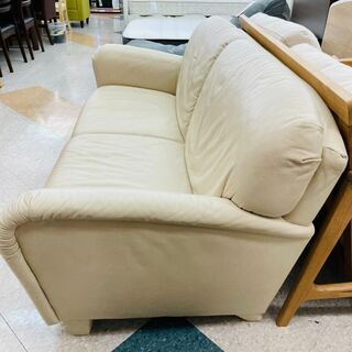 🤍HUKLA(フクラ) 3Pソファ 🖤定価￥270.000 🖤本革 クリーム🤍