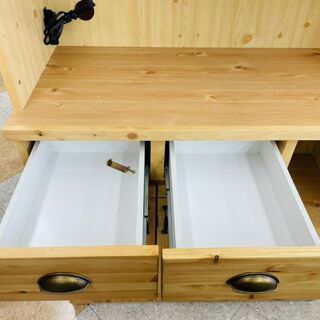 🔶大川家具 カントリー調 3面食器棚 🔸定価￥98.770🔸 クロスガラス ソフトクローザー🔶 