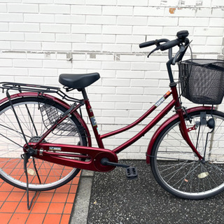 GM549【近隣配達可能】自転車　ママチャリ　サントス　赤　26...
