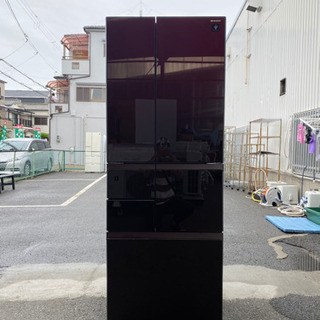 動作確認済み✓シャップガラストップ冷蔵庫6枚ドーア?2015年式?自動製氷