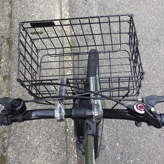 ＜良品＞ミリタリー風・20インチ・折り畳み自転車・シマノ6段変速・折畳カゴ付き・調整・洗車・ワックス済み