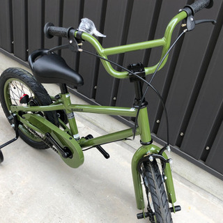 新車⭐️おしゃれな大人見え！BMX風男前キッズサイクル⭐️16インチ　カーキーグリーン 新車⭐️おしゃれな大人見え！BMX風男前キッズサイクル⭐️16インチ