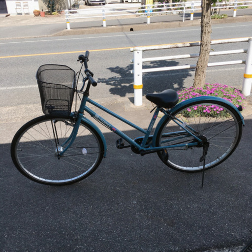 自転車✨ママチャリ✨27インチ　水色✨鍵あり✨ブレーキやベルの動作確認もしております✨中古品