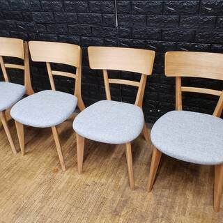 【未使用・訳アリ】おしゃれな天然木オーク無垢材・ダイニングチェア４脚セット・5130