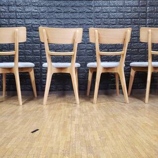 【未使用・訳アリ】おしゃれな天然木オーク無垢材・ダイニングチェア４脚セット・5130