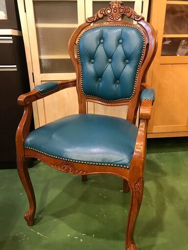 【愛品館八千代店】 バロック調　本革アームチェア【愛八DN】