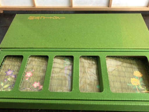 未使用品　藺草　コースター　タタミ　花柄　オシャレ　風情　和　5点　セット　現品限り