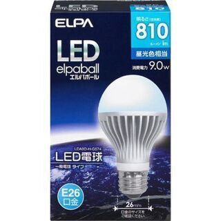 LED電球 ELPA LDA9D-H-G574 A形 E26 昼光色