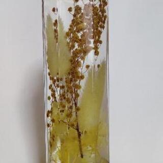 ハーバリウム、六角柱 17cm、黄