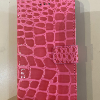 クロコ調フェイクレザー手帳型iPhoneケース ピンク