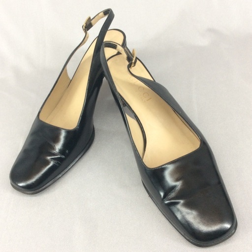GUCCI グッチ 黒レザーパンプス ミュール 23.5cm 36 1/2